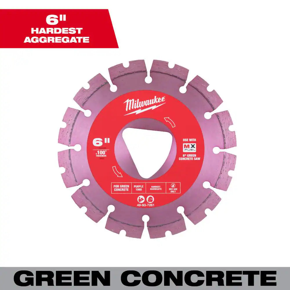 Purple 6 In. X .100 In. Green Concrete Cutting Segmented Rim Diamond Blade (1-Pack)