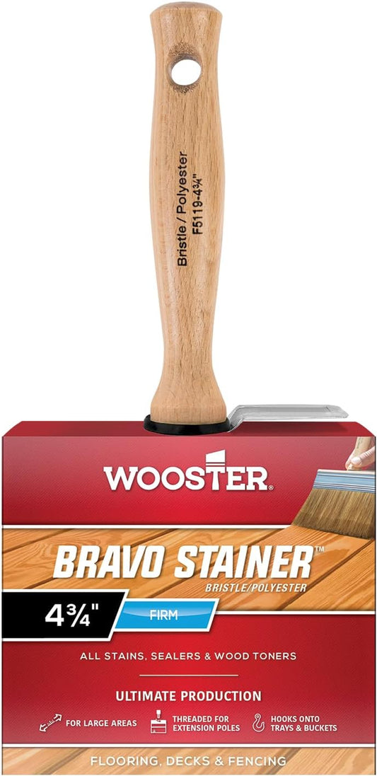 Brush F5119-4 3/4 Bravo Stainer Bristle/Polyester Stain Brush, 4-3/4 Inch