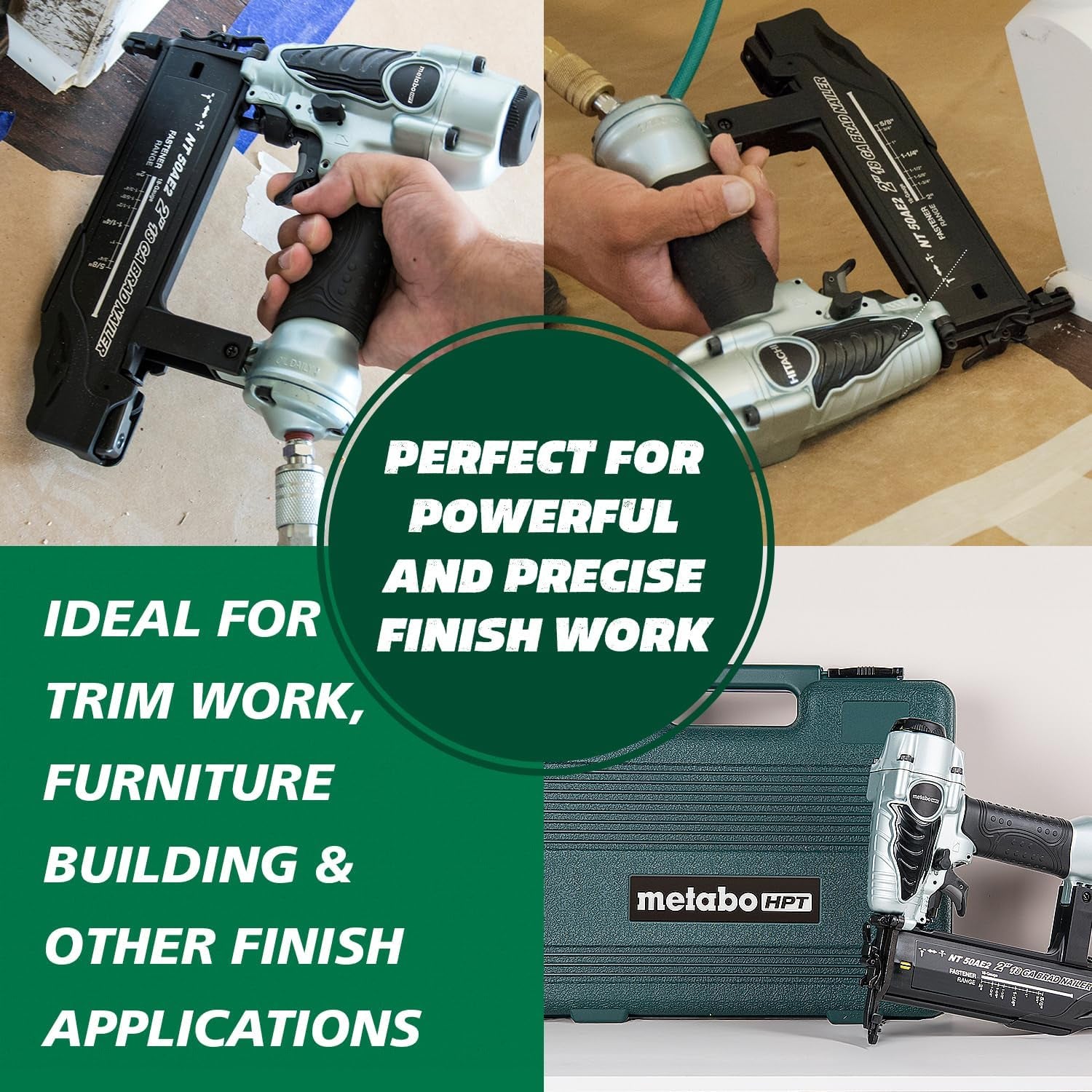 Brad Nailer Kit | Pro Preferred Brand of Pneumatic Nailers | 18 Gauge | Accepts 5/8 to 2-Inch Brad Nails | Ideal for Trim Work, Furniture Building & Other Finish Applications | NT50AE2