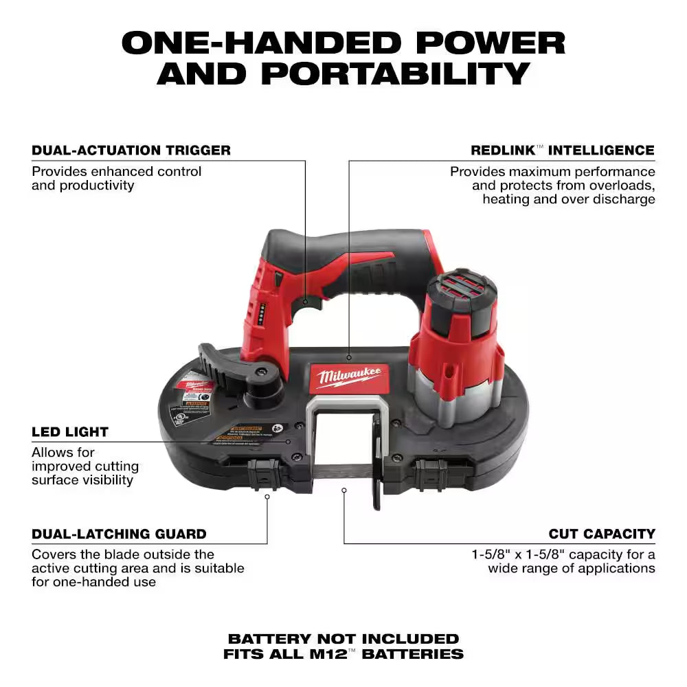 M12 12V Lithium-Ion Cordless Sub-Compact Band Saw (Tool-Only)