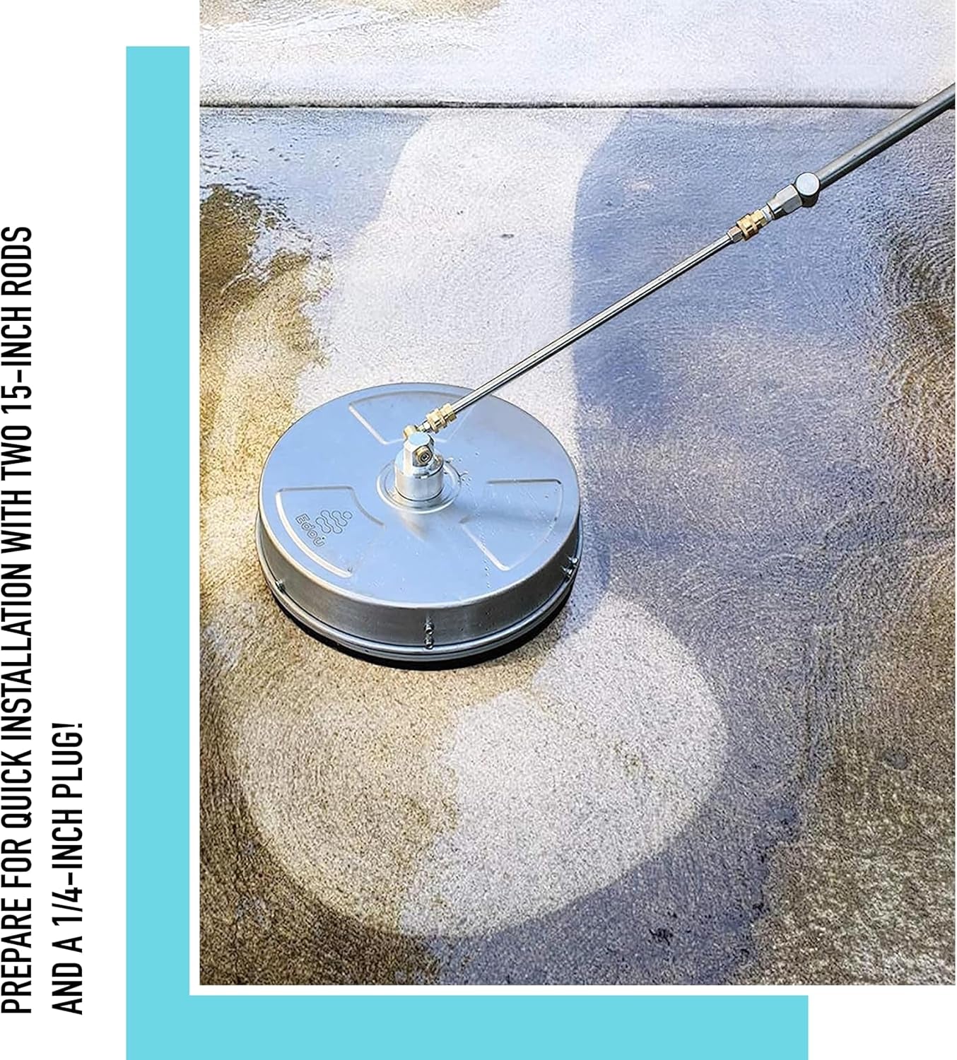 Direct Pressure Washer Surface Cleaner 15" - Stainless Steel - Heavy Duty - 4,000 PSI Max Working Pressure - Includes: 2 Pressure Washer Extension Wand Attachments