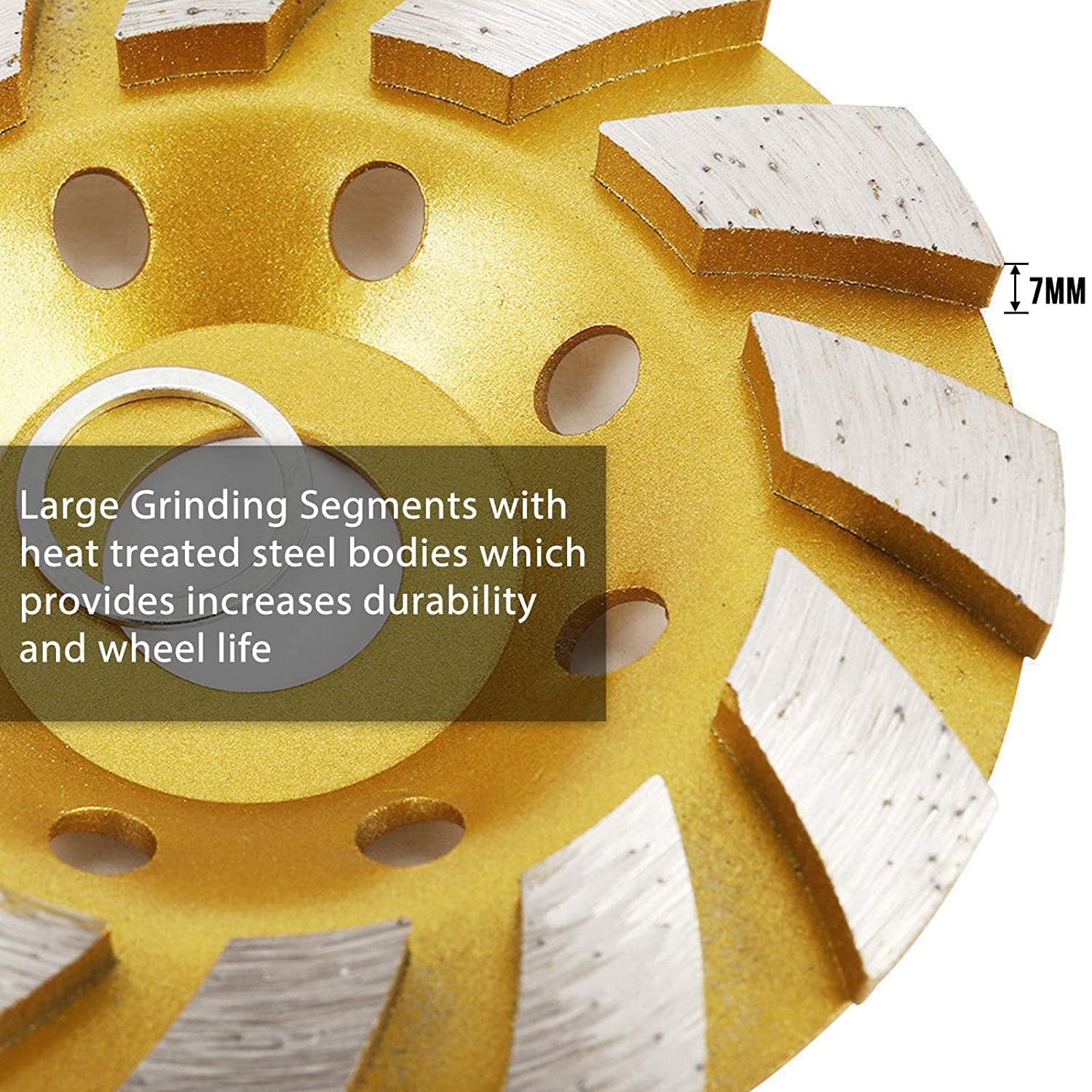 4" Concrete Grinding Wheel, 4 Inch 12-Segment Heavy Duty Turbo Row Diamond Cup Grinding Wheel Angle Grinder Disc for Granite Stone Marble Masonry Concrete