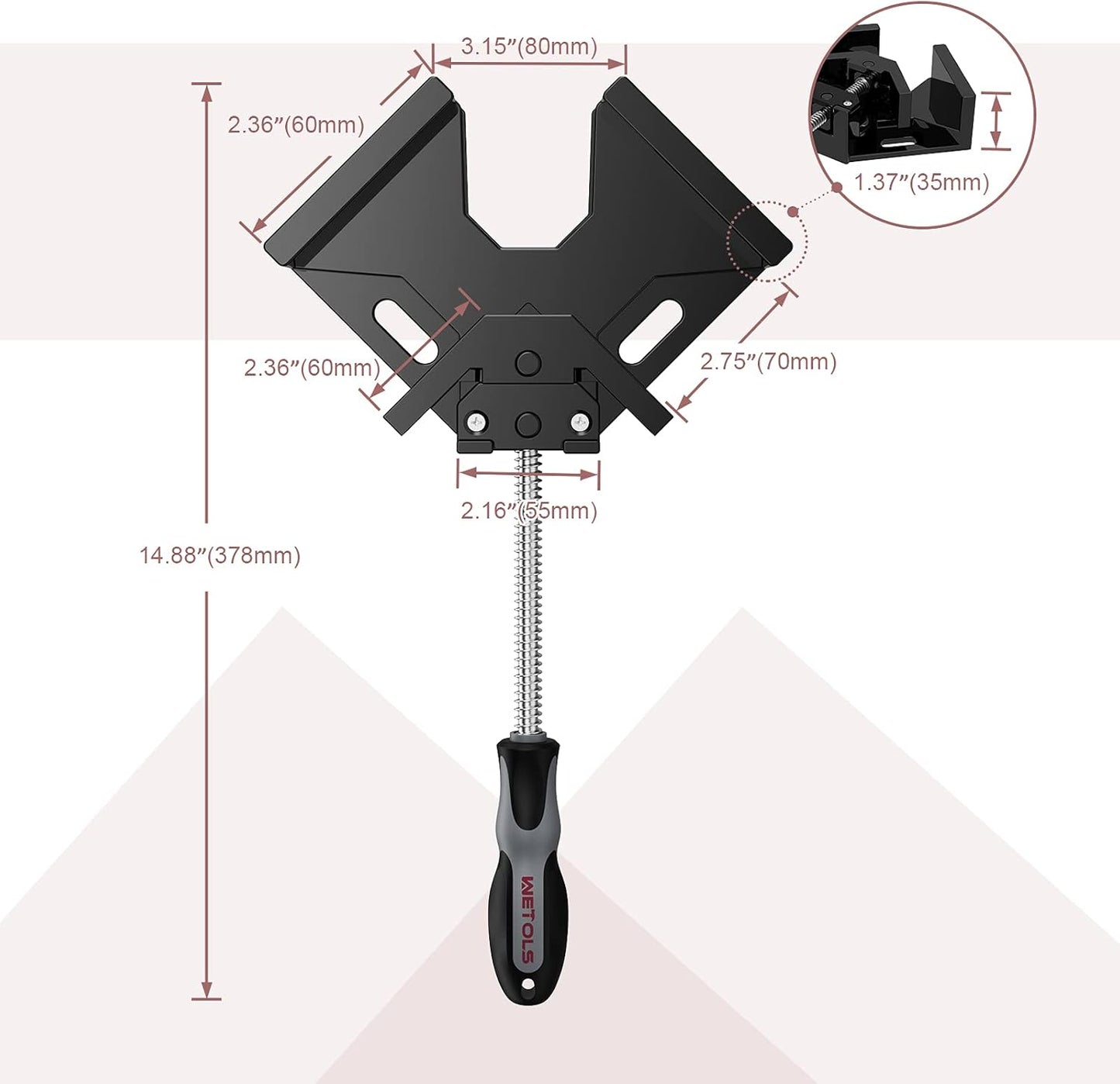 Angle Clamp - 90 Degree Right Angle Clamp - Single Handle Corner Clamp with Adjustable Swing Jaw Aluminum Alloy for Woodworking, Photo Framing, Welding and Framing - WE715