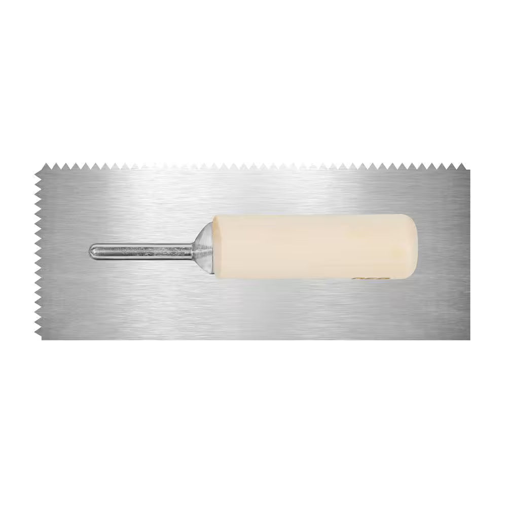 1/4 In. X 3/16 In. Traditional Carbon Steel V-Notch Flooring Trowel with Wood Handle