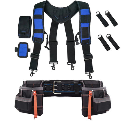 Tool Belt Suspender with Magnetic Wristband for Framer Carpenter Electrician Tool Belt