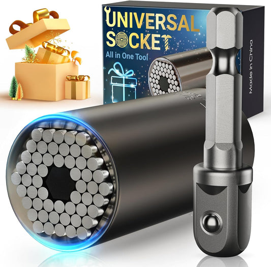 Stocking Stuffers for Men Adults Tools, Super Universal Socket Gifts for Men Grip Socket Set with Power Drill Adapter, Cool Gadgets Christmas Gift for Dad Men Husband Boyfriend Him Who Have Everything