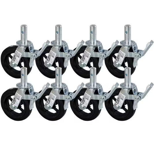 8-Inch Heavy-Duty Caster Wheel with Double-Lock Locking Pedal for  Scaffolding, 8-Pack