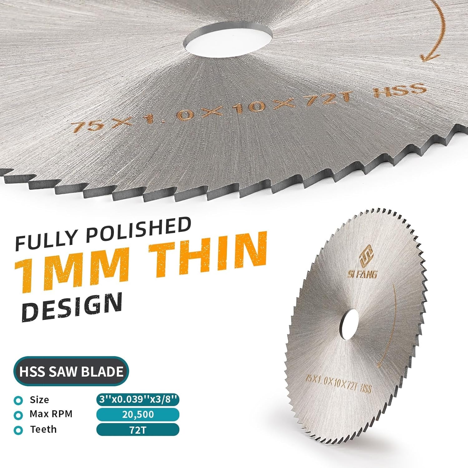 3 Inch 75Mm HSS Circular Saw Blade 3/8" Arbor, 72T Mini High Speed Steel Cutting Discs Wheel for Wood Plastic Aluminum Metal Composite Materials, Compatible with Cut off Tool Rotary Drill (1Pc)