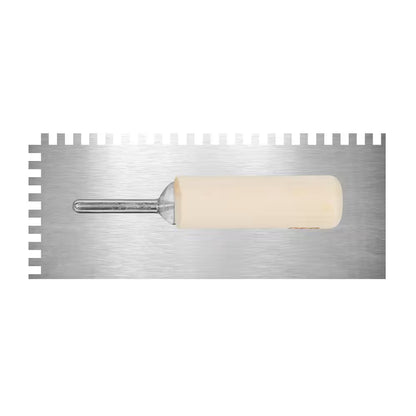 1/4 In. X 3/8 In. X 1/4 In. Traditional Carbon Steel Squarenotch Flooring Trowel with Wood Handle