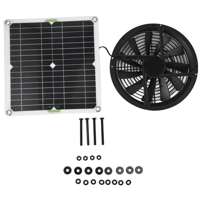 Solar Panel Fan Kit 10In 100W Waterproof Solar Panel round Ventilation Case Exhaust Fan for Chicken Coop Greenhouse Shed,Solar Fan,Solar Exhaust Fan