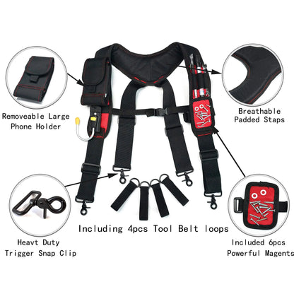 Tool Belt Suspender with Magnetic Wristband for Framer Carpenter Electrician Tool Belt