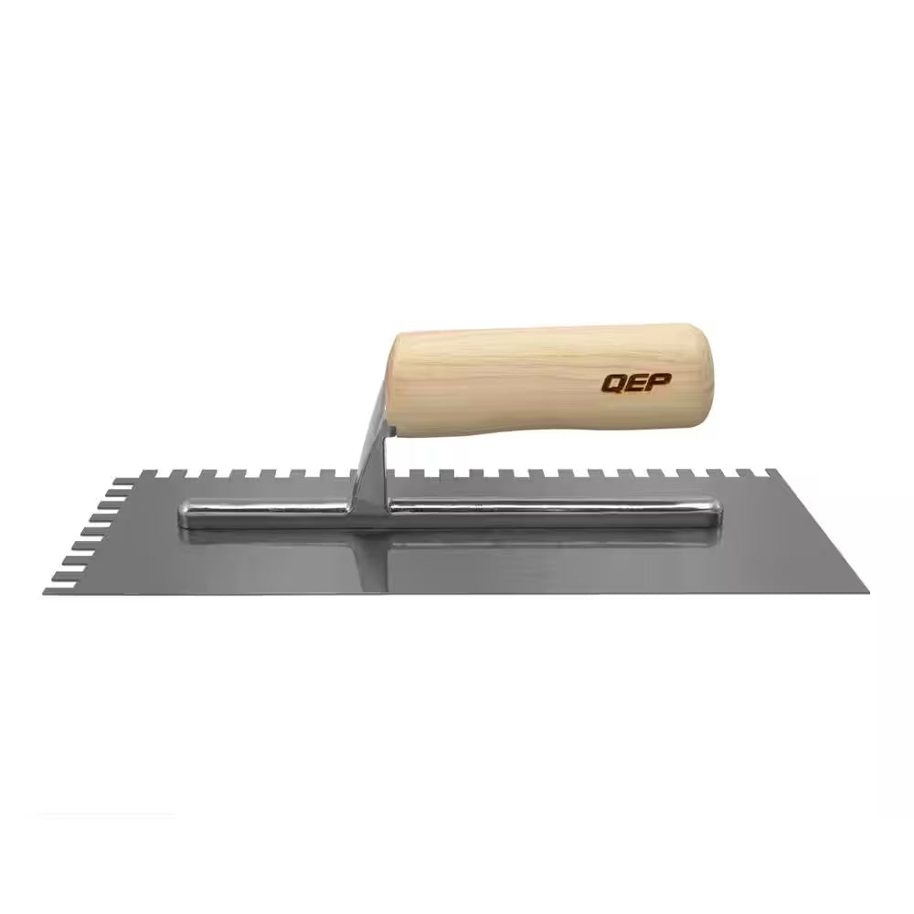 1/4 In. X 3/8 In. X 1/4 In. Traditional Carbon Steel Squarenotch Flooring Trowel with Wood Handle