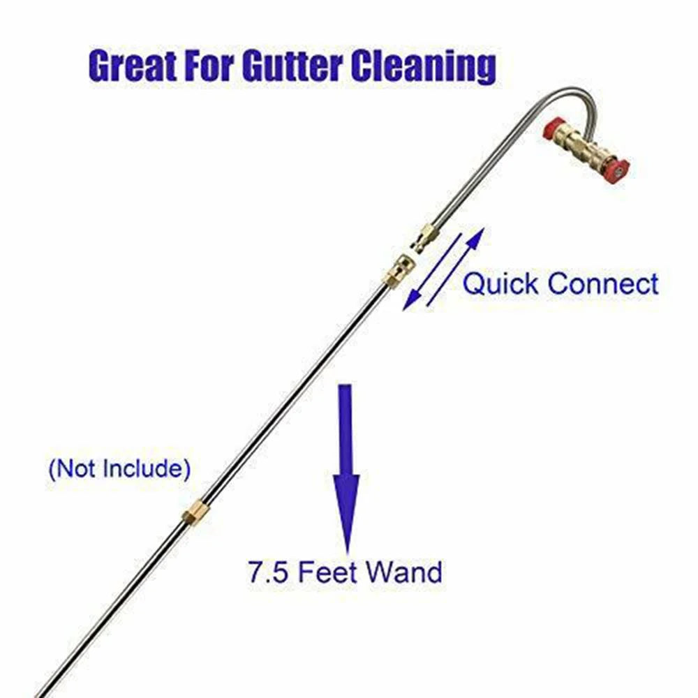 Gutter Cleaner Attachment for Pressure Washer with 4 Nozzles Tips 1/4 Inch