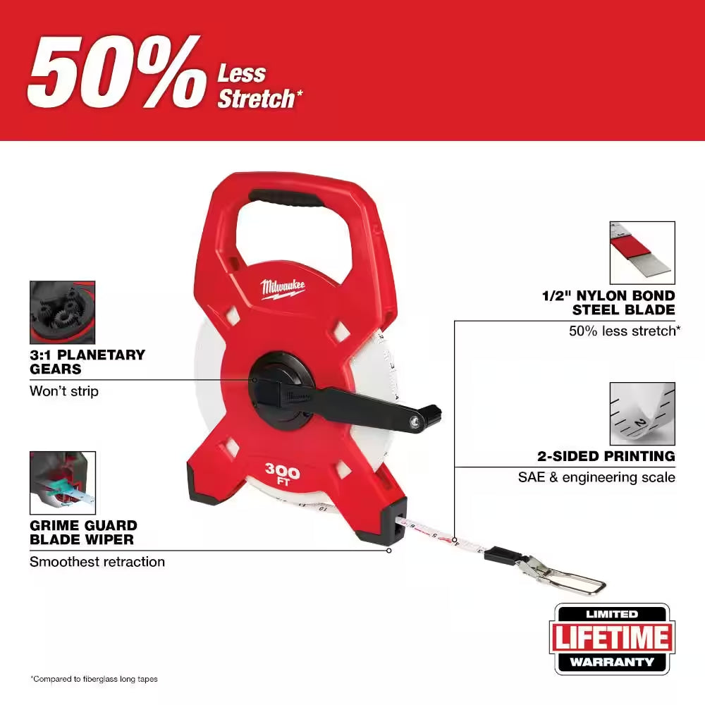 300 Ft. Open Reel Long Tape Measure