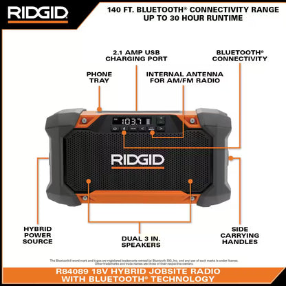 18V (2) 4.0 Ah Batteries and Charger Kit with 18V Hybrid Jobsite Radio with Bluetooth Technology