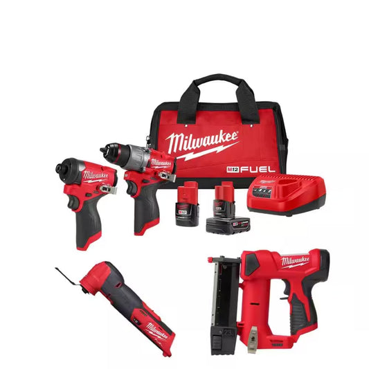 M12 FUEL 12-Volt Cordless Hammer Drill and Impact Driver with M12 23-Gauge Pin Nailer and M12 FUEL Multi-Tool Combo Kit