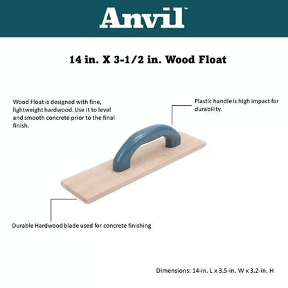 14 In. X 3-1/2 In. Wood Hand Float