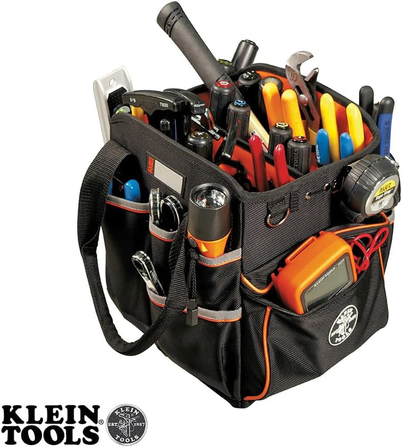 5541610-14 Tool Bag with Shoulder Strap Has 40 Pockets for Tool Storage and Orange Interior