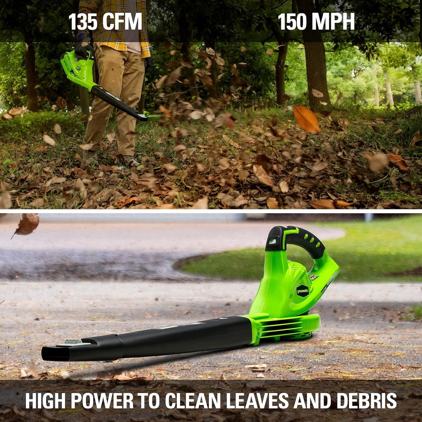 40V (150 MPH / 130 CFM / 75+ Compatible Tools) Cordless Leaf Blower, Tool Only, Green