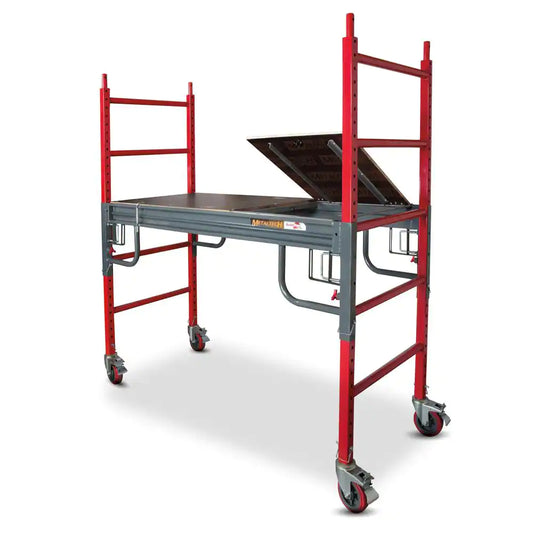 Buildman Baker Style Scaffold 6.3 Ft. X 6.3 Ft. X 2.6 Ft. Rolling Mobile Work Platform with Wheels, 1500 Lbs. Capacity