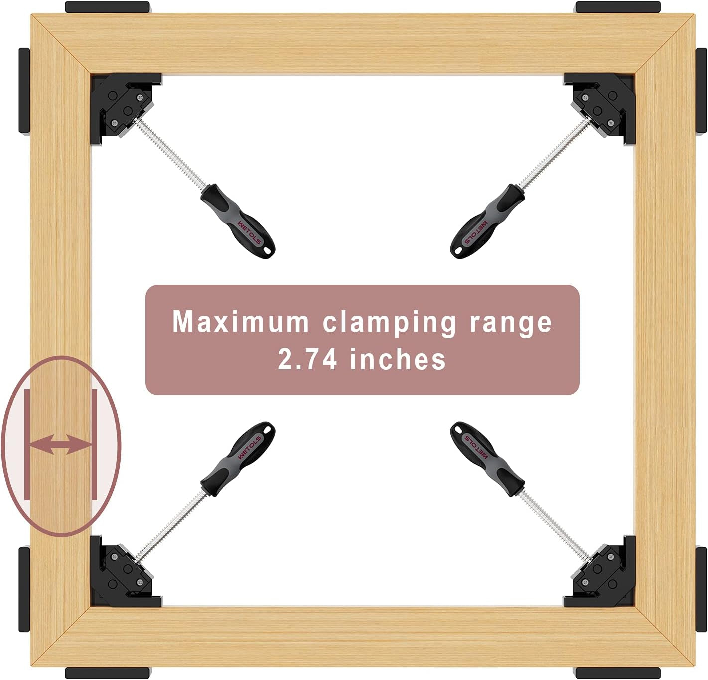 Angle Clamp - 90 Degree Right Angle Clamp - Single Handle Corner Clamp with Adjustable Swing Jaw Aluminum Alloy for Woodworking, Photo Framing, Welding and Framing - WE715