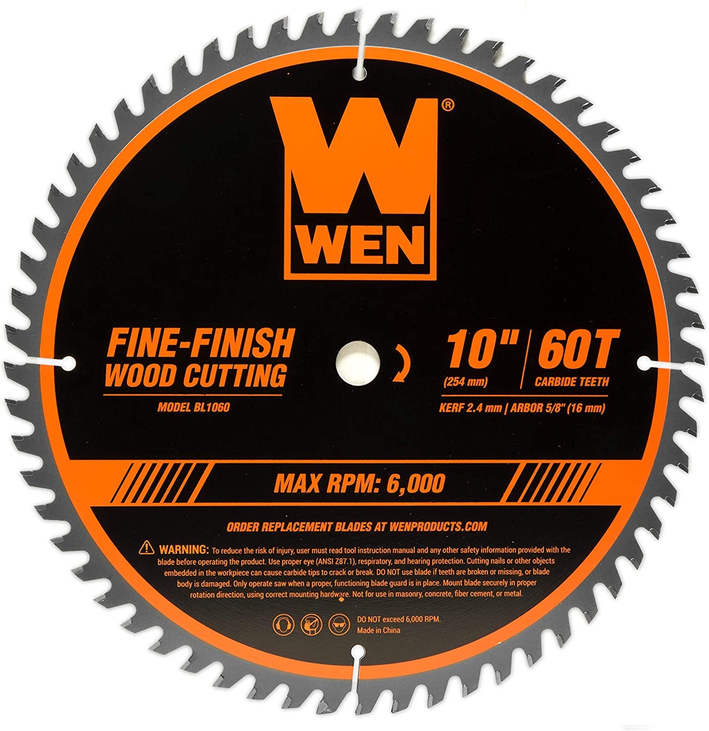 BL1060 10-Inch 60-Tooth Fine-Finish Professional Woodworking Saw Blade for Miter Saws and Table Saws, Silver,Pack of One