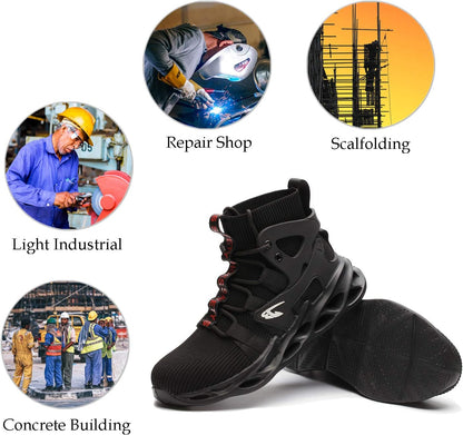 Work Safety Steel Toe Boots, Lightweight Breathable Industrial Construction Boots