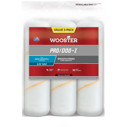 9 In. X 3/8 In. Pro/Doo-Z High-Density Woven Roller Cover (3-Pack)