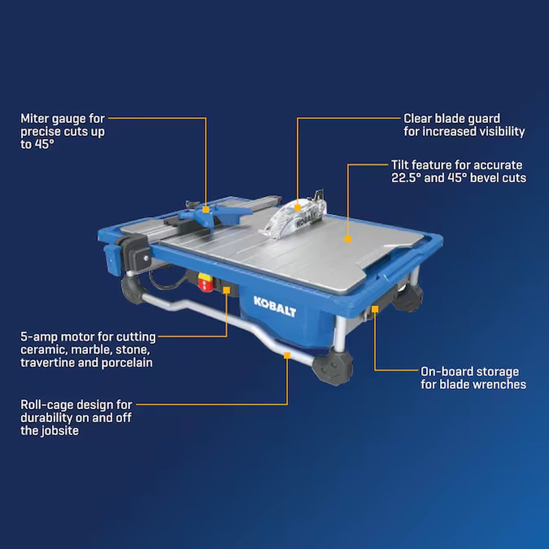 5-Amp 7-In-Blade Corded Wet Tabletop Tile Saw