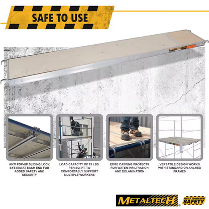 10 Ft X 19 in Scaffolding Platform with 5/8 Plywood Plank and Reinforced Edge Capping