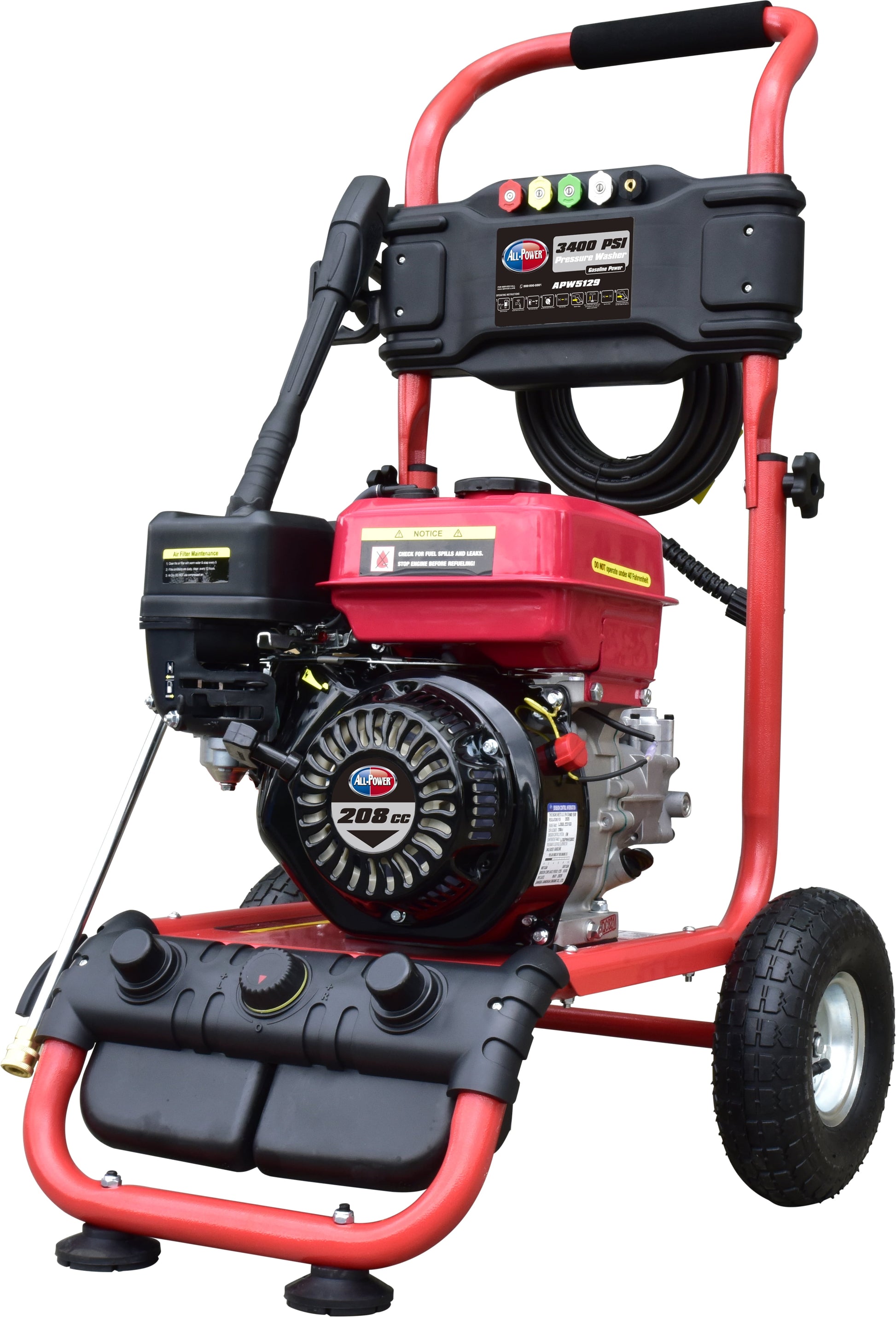 All Power 3400 PSI 2.6 GPM Gas Pressure Washer, 5 Adjustable Nozzles, 30 Ft High Pressure Hose, Power Washer for Outdoor Cleaning, APW5129