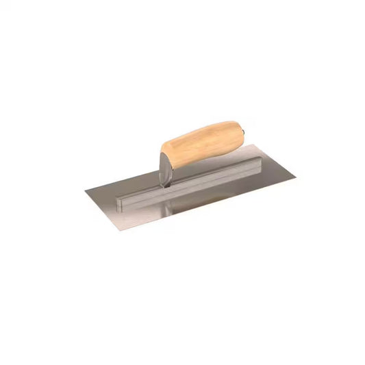 16 In. X 4 In. Stainless Steel Razor Finishing Trowel - Camel Wood Handle