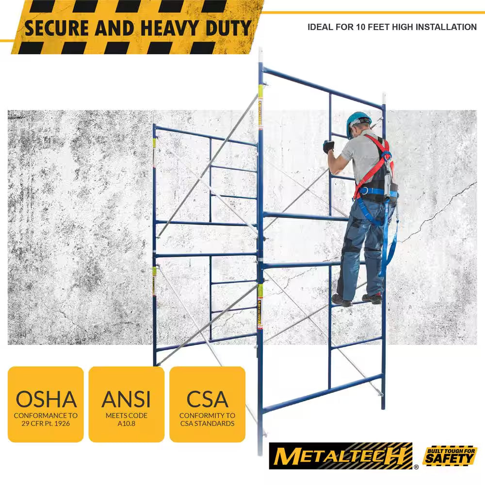 Saferstack 10 Ft. High X 10 Ft. Long X 5 Ft. Wide 2-Level Scaffolding Set with Galvanized Cross Braces