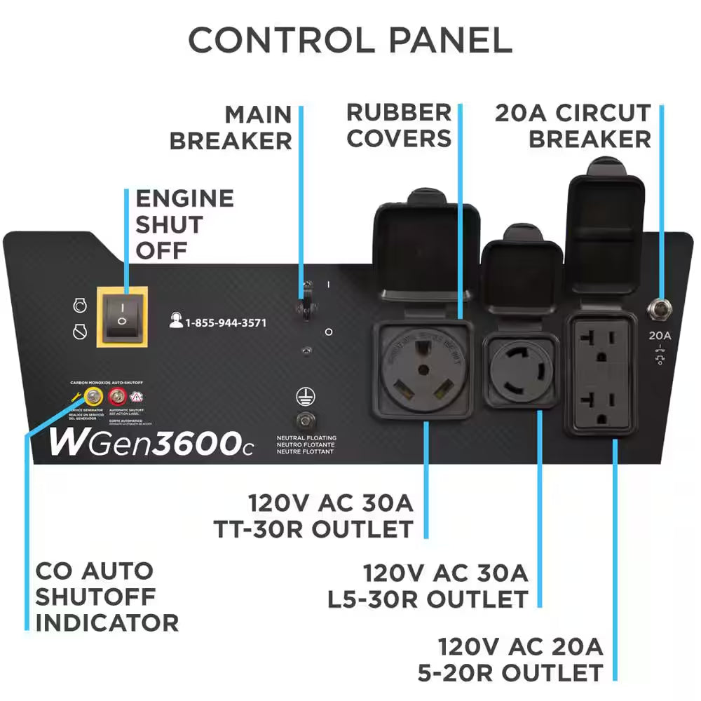 4,650/3,600-Watt Gas Powered Portable Generator with Recoil Start