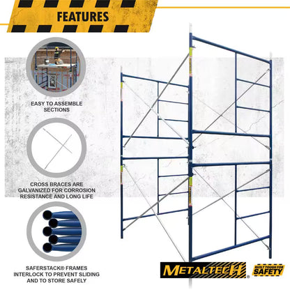 Saferstack 10 Ft. High X 10 Ft. Long X 5 Ft. Wide 2-Level Scaffolding Set with Galvanized Cross Braces