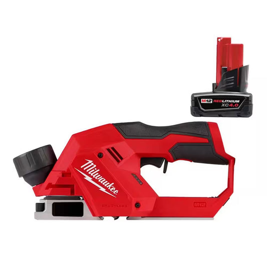 M12 12V Lithium-Ion Brushless Cordless 2 In. Planer with M12 XC 4.0 Ah Battery Pack