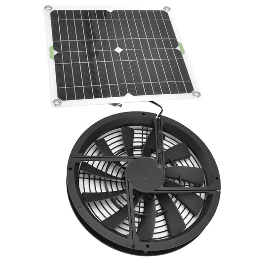 Solar Panel Fan Kit 10In 100W Waterproof Solar Panel round Ventilation Case Exhaust Fan for Chicken Coop Greenhouse Shed,Solar Fan,Solar Exhaust Fan