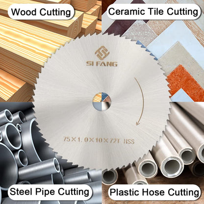 3 Inch 75Mm HSS Circular Saw Blade 3/8" Arbor, 72T Mini High Speed Steel Cutting Discs Wheel for Wood Plastic Aluminum Metal Composite Materials, Compatible with Cut off Tool Rotary Drill (1Pc)