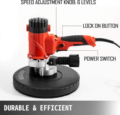 Mophorn Drywall Sander 1200W, Automatic Vacuum System Electric Drywall Sander,Variable Speed 1200-2500RPM, with a Carry Vacuum Bag,6 Pcs Sanding Discs,Dust Collection System