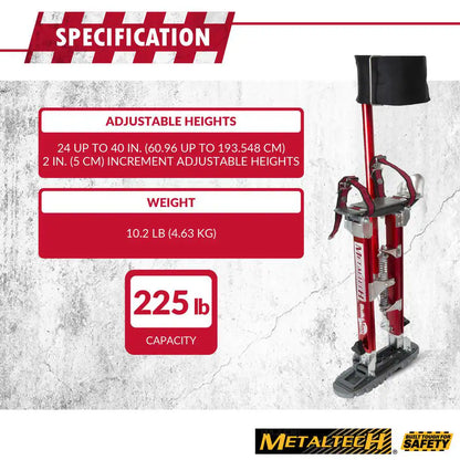 Buildman Grade 24-In. to 40-In. Drywall Stilts, Aluminum Stilts for Adults, Drywall Tools for Home Improvement