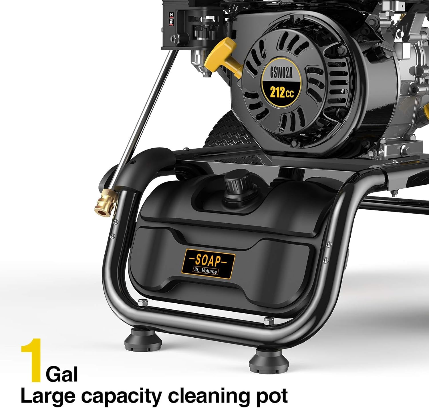 3500 PSI Gas Pressure Washer, 2.6 GPM Heavy Duty High Power Washer, 30Ft Pressure Hose&Soap Tank,5 Pressure Nozzles,Black