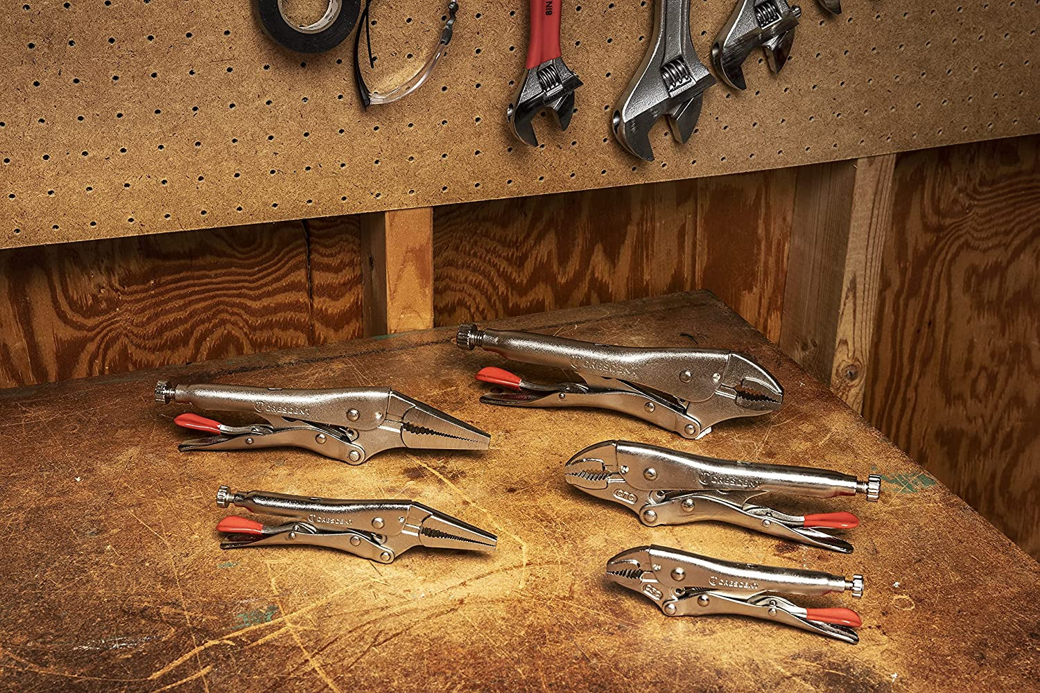 5 Piece 5 Inch, 7 Inch & 10 Inch Curved Jaw & 6 Inch & 9 Inch Long Nose Locking Pliers with Wire Cutter - CLP5SETN