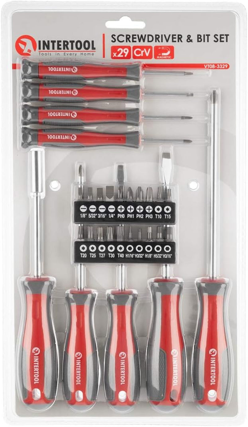 29Pcs Screwdriver Set, Magnetic Phillips and Slotted Tips, Fastening and Loosening Screws VT08-3329