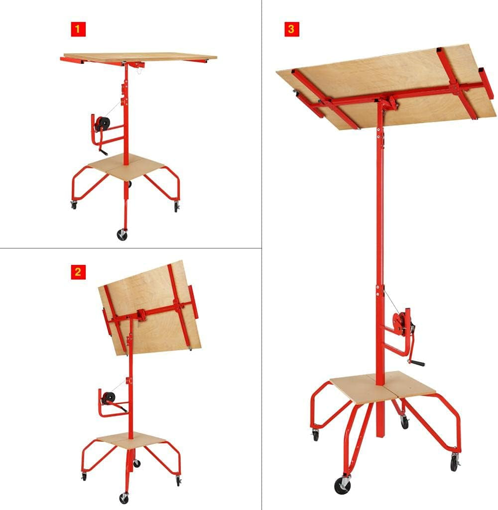 Drywall Lift Rolling Panel Hoist Jack Lifter Construction Caster Wheels Lockable Tool (11FT)