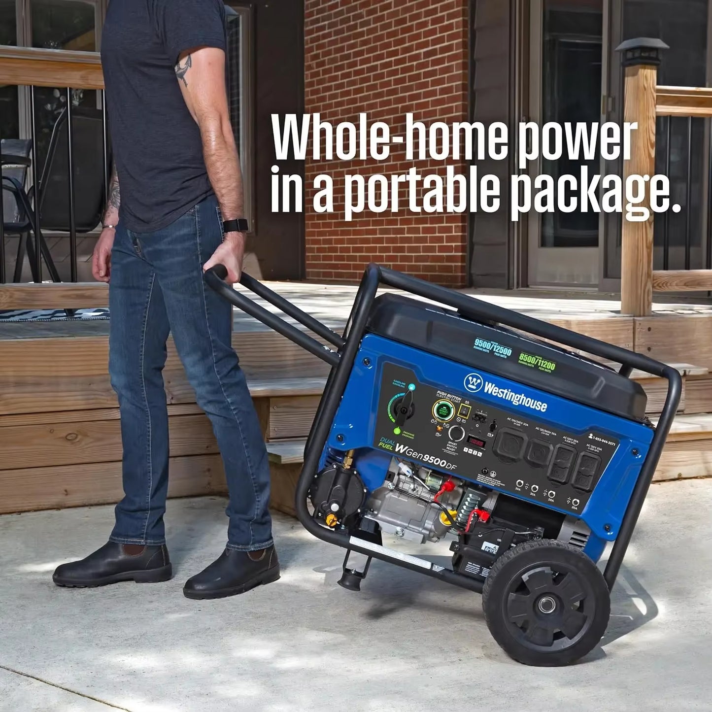 12500 Watt Dual Fuel Home Backup Portable Generator Remote Electric Start Transfer Switch Ready Gas and Propane Powered