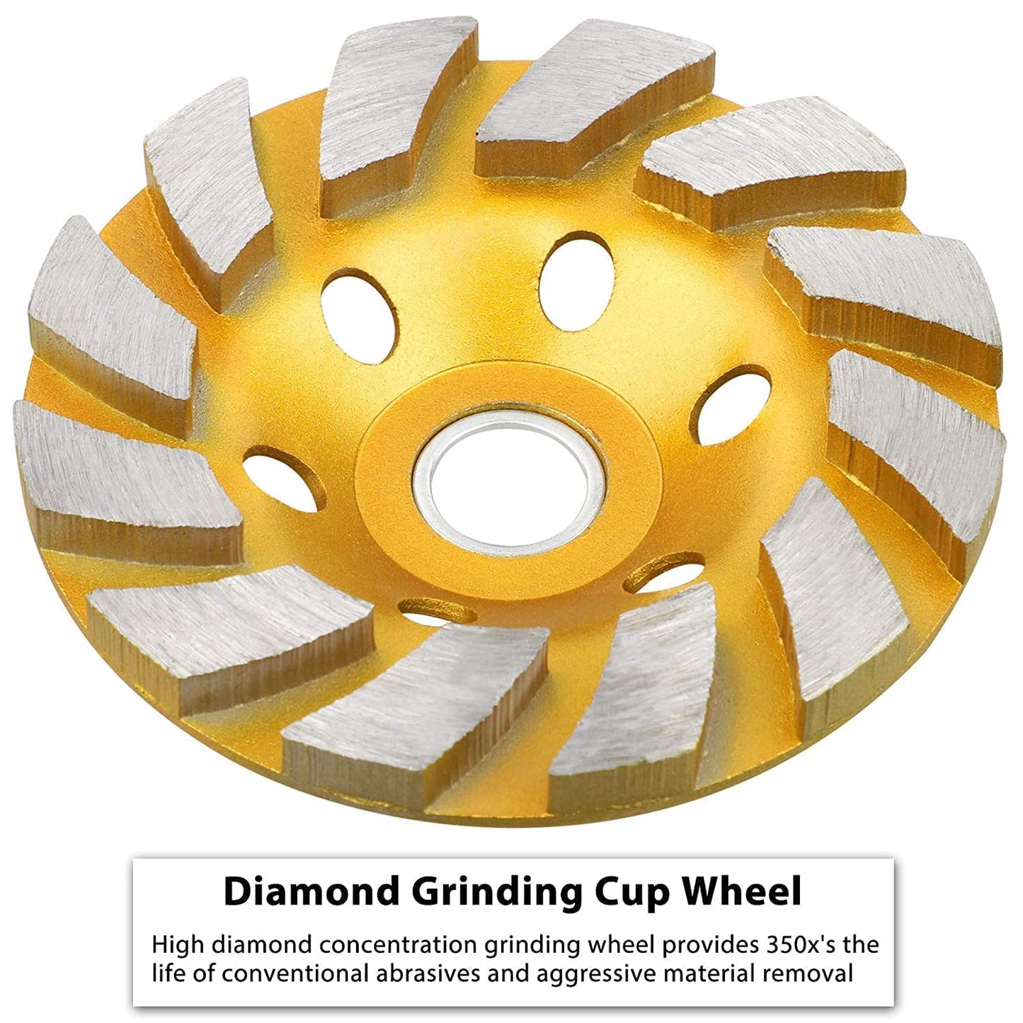 4" Concrete Grinding Wheel, 4 Inch 12-Segment Heavy Duty Turbo Row Diamond Cup Grinding Wheel Angle Grinder Disc for Granite Stone Marble Masonry Concrete