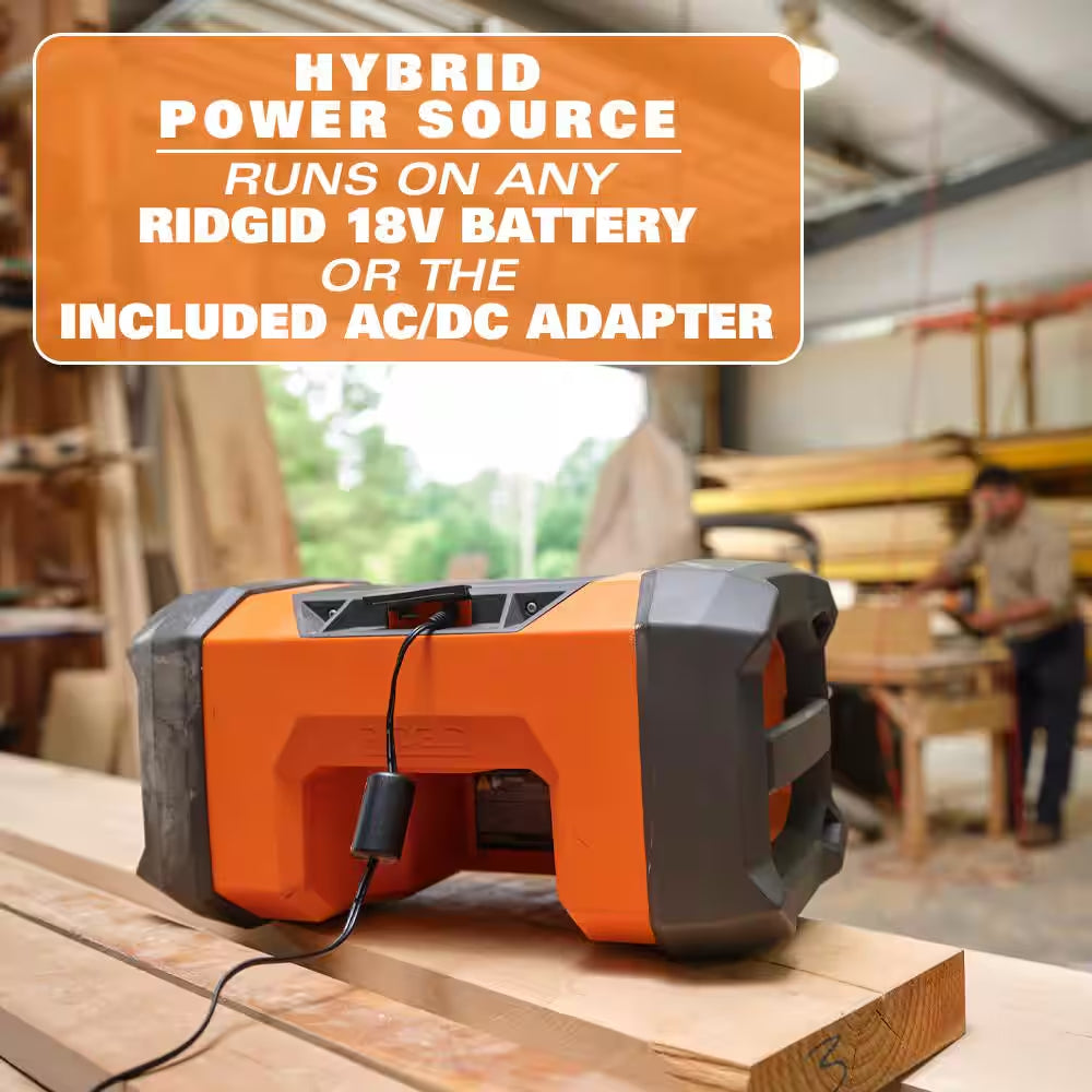 18V (2) 4.0 Ah Batteries and Charger Kit with 18V Hybrid Jobsite Radio with Bluetooth Technology