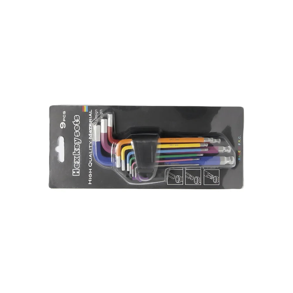 Hex Keys Set, 9PCS Allen Key Set Metric Extra Long Ball End Hex Key Set with Colour Coding with T-Handle 1.5Mm-10Mm